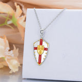 Shield Necklace S925 Sterling Silver Knights Templar Cross Joshua 1:9 Men's Verse Bible Armor of God Necklace Gift