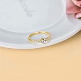 14K Solid Yellow Gold Ring for Women, Real Gold Dainty Wedding Engagement Eternity Bridal Ring Love Jewelry for Her