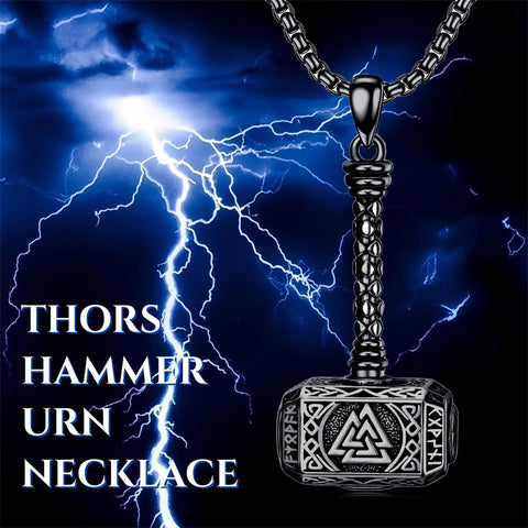 Sterling Silver Thors Hammer Urn Necklace for Ashes