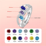 Copper Sterling Silver Personalized 1-6 Simulated Birthstones  Infinity Family Ring for Women