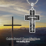 Sterling Silver Cross Christian Pendant Necklace for Men