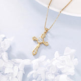 14K Gold Plated Birthstone Infinity  Cross Pendant NecklaceJewelry for Women
