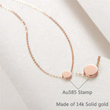 14K Gold Round Small Coin Pendant Necklace