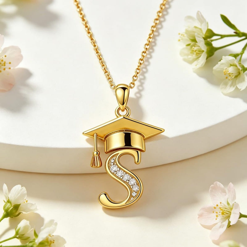 Initial  Graduation 14K Gold Plated Inspiring Grad Pendant Necklace Graduations Jewelry Gifts