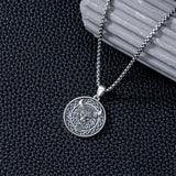 Sterling Silver Viking Raven Bear Odin Wolf Pendant Necklace for Men