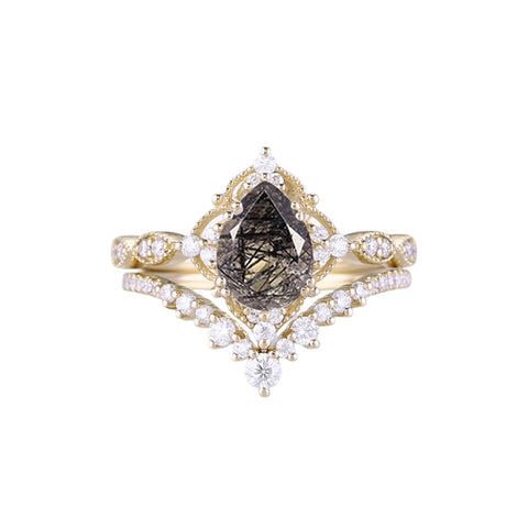 Sterling Silver 10K 14K 18K Gold Pear Shaped Gemstone Engagement Ring