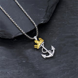 Sterling Silver Earth Swordfish Trident Compass Anchor Pendant Necklace