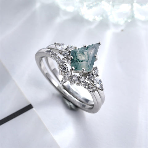 Sterling Silver Kite Cut Gemstone Engagement Wedding Promise Ring Gift For Valentine's Day