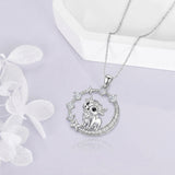 Sterling Silver Cubic Zirconia Raccoon Cat Dog Corgi Otter Highland Cow Pendant Necklace Gift for Birthday Christmas