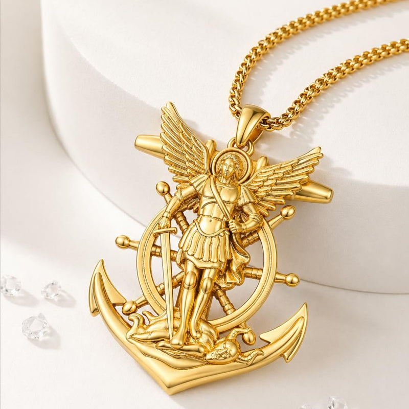 Christian Religious Medal Amulet 14K Gold Plated Pendant  Necklace