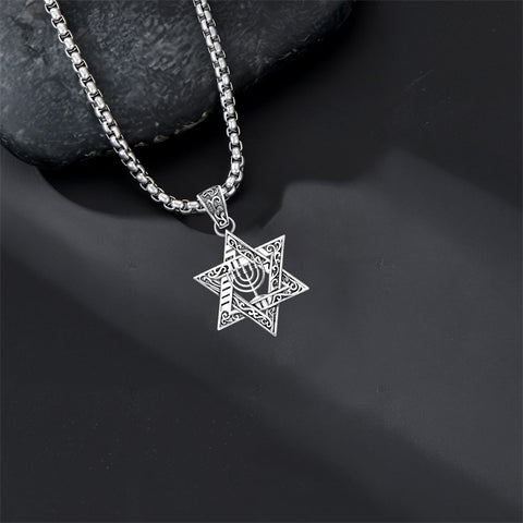 Sterling Silver Star of David Chai Cross Evil Eye Lion of Judah Menorah Tree of Life Protection Pendant Necklace