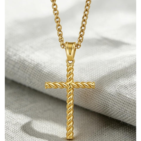 14K Plated Gold Cross Pendant Crucifix Necklace Christian Jewelry Baptism Religious Faith