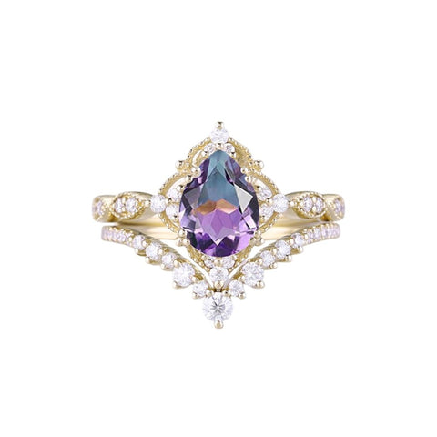 Sterling Silver 10K 14K 18K Gold Pear Shaped Gemstone Engagement Ring