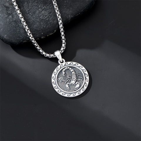 Sterling Silver 12 Zodiac Astrology Horoscope Pendant Necklace