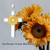 Sterling Silver Lion Semicolon Rose Sunflower Cross Pendant Religious Necklace