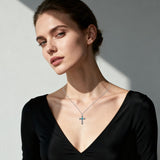 14K Gold Plated Turquoise Cross Pendant Necklace
