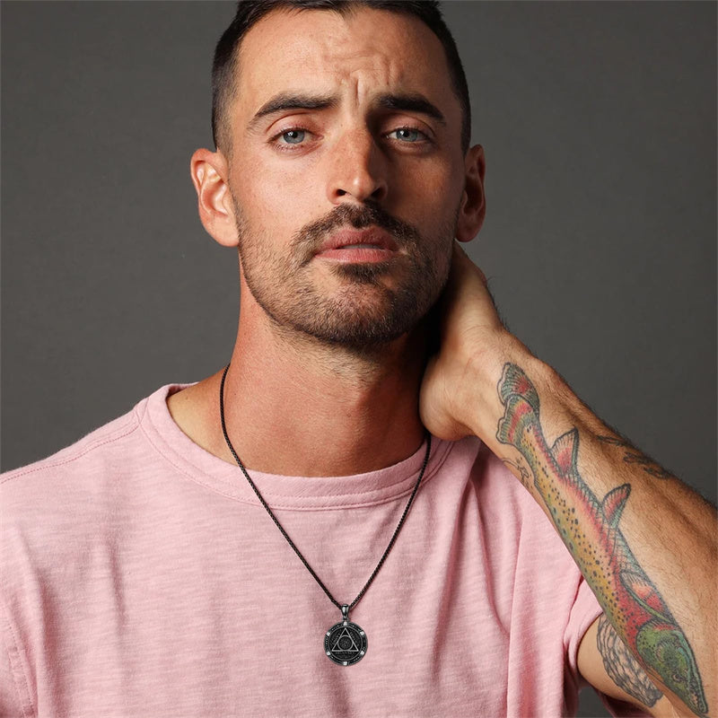 Sterling Silver AA Sobriety Alcoholics Anonymous  Pendant Necklace for Men