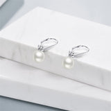 925 Sterling Silver Pearl Leverback Earrings Dangle Drop Jewelry Gifts for Women and Girls