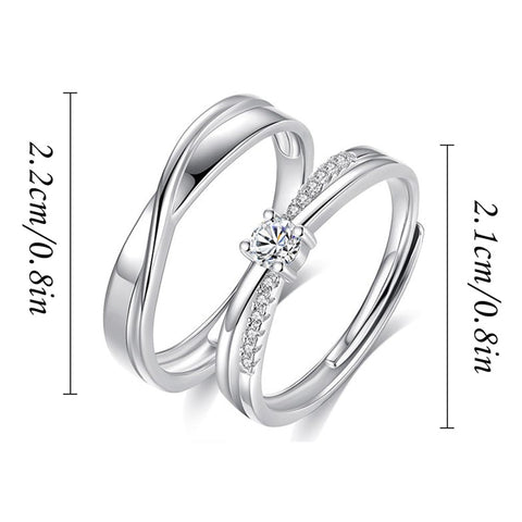 Copper Cubic Zirconia Cross  Adjustable Couple Rings