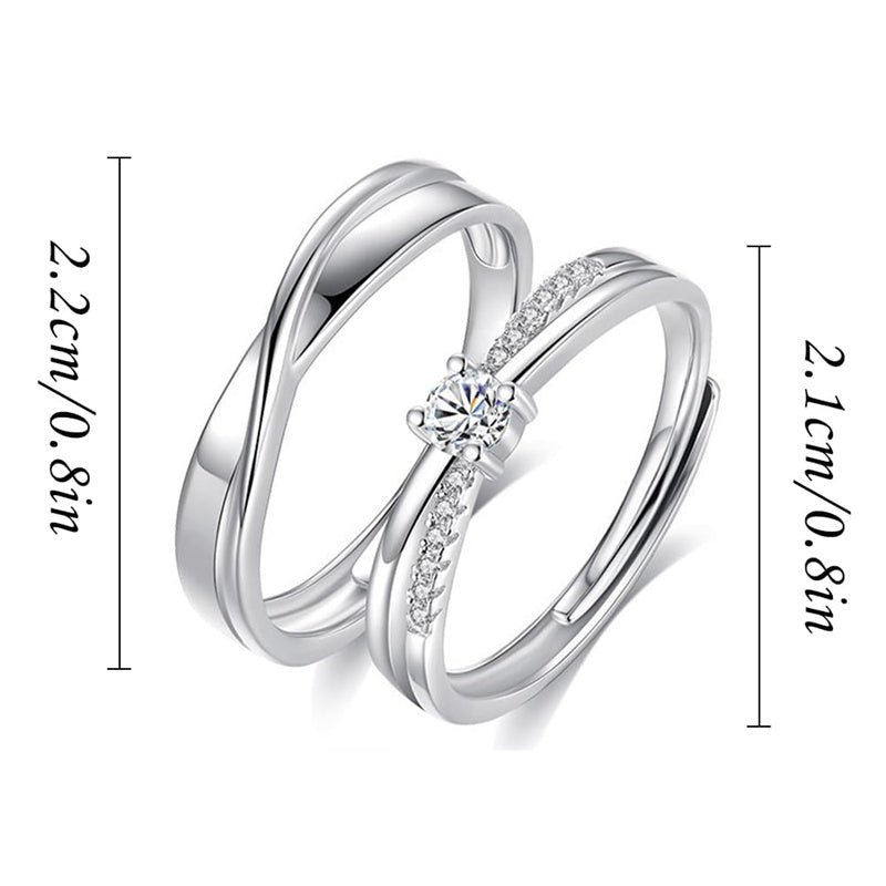 Copper Cubic Zirconia Cross  Adjustable Couple Rings