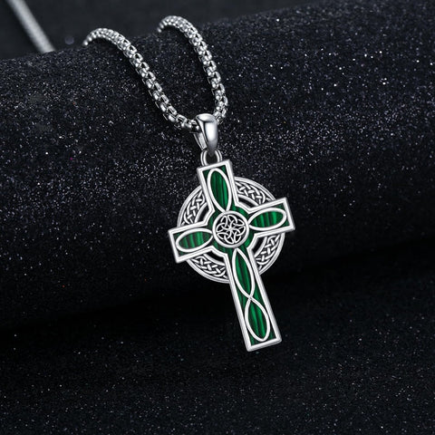 14K Gold Plated Celtic Vikin Cross Pendant Necklace Irish Jewelry Religious Protective Gift