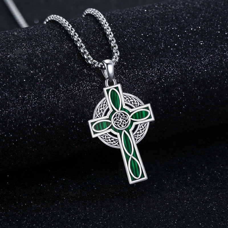 14K Gold Plated Celtic Vikin Cross Pendant Necklace Irish Jewelry Religious Protective Gift