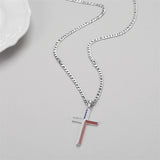 925 Sterling Silver Cross Pendant Necklace for Men Boys with 3mm Diamond-Cut Figaro Chain 22+2 inches