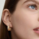 14K Gold Plated Twisted Chunky Hoop  Earrings for Women