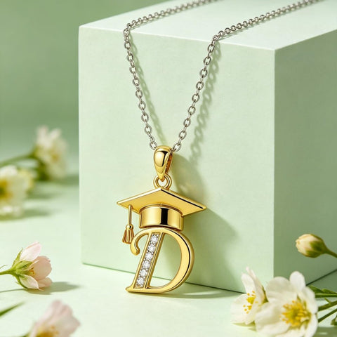 Initial  Graduation 14K Gold Plated Inspiring Grad Pendant Necklace Graduations Jewelry Gifts