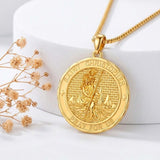 Christian Religious Medal Amulet 14K Gold Plated Pendant  Necklace