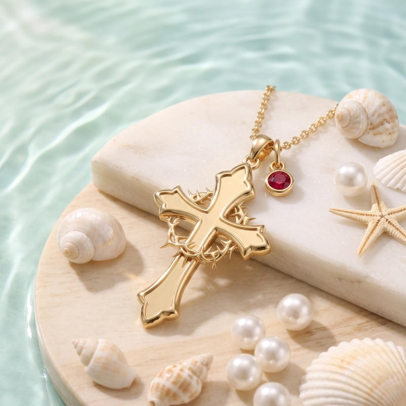 10K 14K 18K Gold Cross Pendant Necklace Religious Jewelry Gifts for Men and Women
