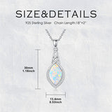 Sterling Silver Teardrop Moonstone Turquoise White Opal  Celtic Knot Pendant Necklace for Women