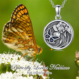 Sterling Silver Butterfly Photo Locket Necklace