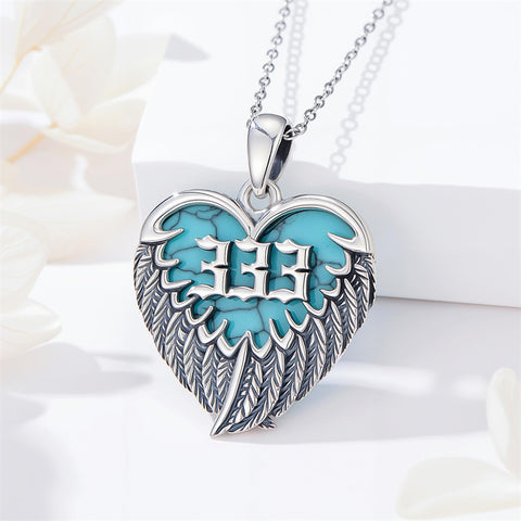 Sterling Silver Turquoise Angel Number 11:11 111 333 444 Pendant Necklace