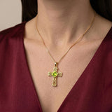 14K Gold Plated  Birthstone Cross Necklace  Pendant Necklace Mother's Day Birthday Gifts for Women