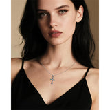 Sterling Silver Turquoise Vintage Cross Pendant Necklace