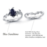 Sterling Silver Natural Moss Agate Blue Sandstone Opal Set Ring