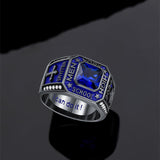 Sterling Silver Personalized Colorful Class High School  Graduation University College Ring for Men