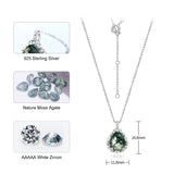 Natural Moss Agate 925 Sterling Silver Pendant Necklace For Birthday Green Gems Engagement Wedding Jewelry Gift Teardrop