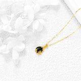 10K 14K 18K Yellow Gold Moonstone Opal Black Onyx Filigree Pendant Necklace