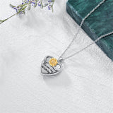 10K 14K 18K Gold Heart Personalized Photo Sunflower Pendant Necklace