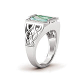 Sterling silver 10K 14K 18K Gold Emerald Cut 4 Carat Mens Gemstone Engagement Ring Promise Ring for Men