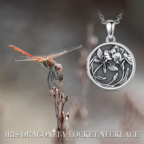 Sterling Silver Dragonfly Photo Locket Necklace