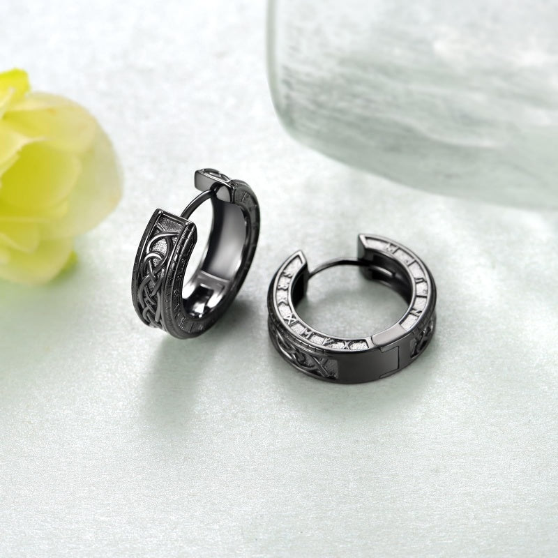 14K Gold Plated Viking  Hoop Earrings for Men