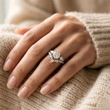 Sterling Silver 10K 14K 18K Gold 1CT-4CT Heart Round Teardrop Oval Moissanite Engagement Rings Set for Women