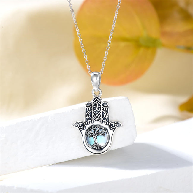925 Sterling Silver HamsaTree of Life Pendant Necklace  Jewelry Gifts for Women Men