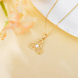 Solid 14K Yellow Gold Triquetra Trinity Knot Necklace for Women Art Deco Design Irish Trinity Knot Necklace Good Luck Jewelry Gifts for Her