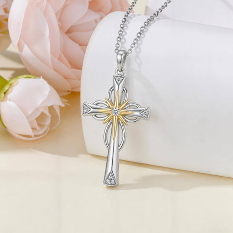 Sterling Silver Cross Pendant Necklace Gift for Anniversary Christmas