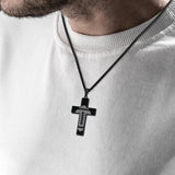 14K Gold Plated Bible Verse Football Cross Pendant Necklace