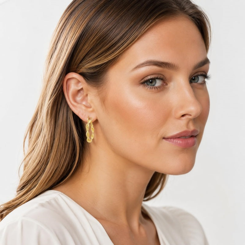 14K Gold Plated  Lightweight Hoop Earring for Women